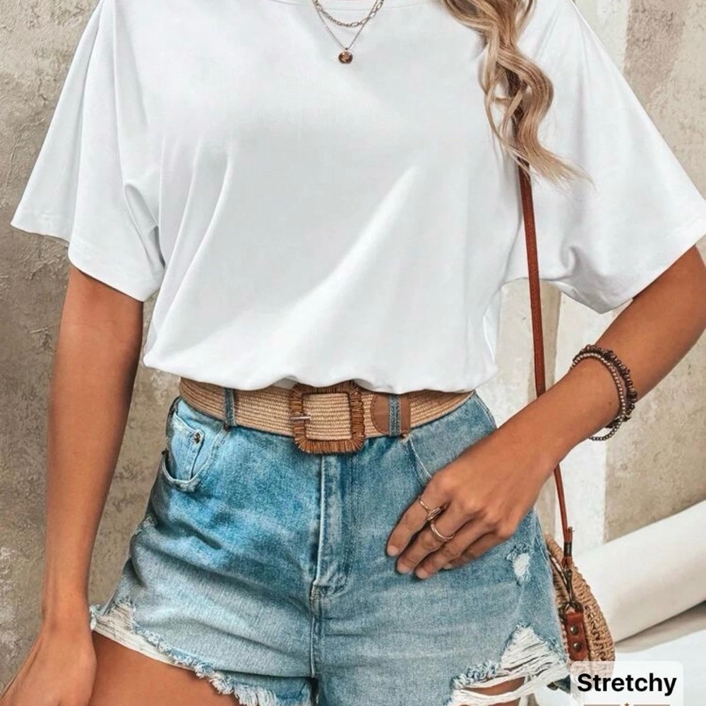 White Relaxed Crop Short Sleeve T-Shirt